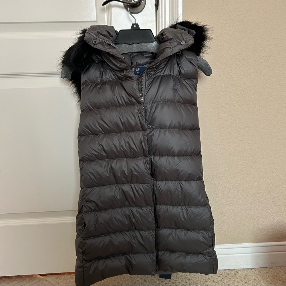 NWT Polo Ralph Lauren Faux-Fur Hooded Sleeveless Puffer Vest